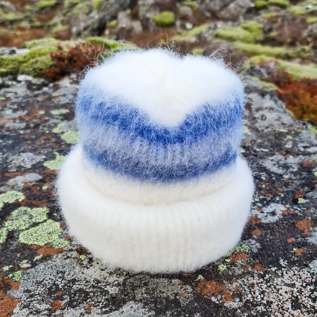 Brushed Wool Hat - White / Blue - Image 3